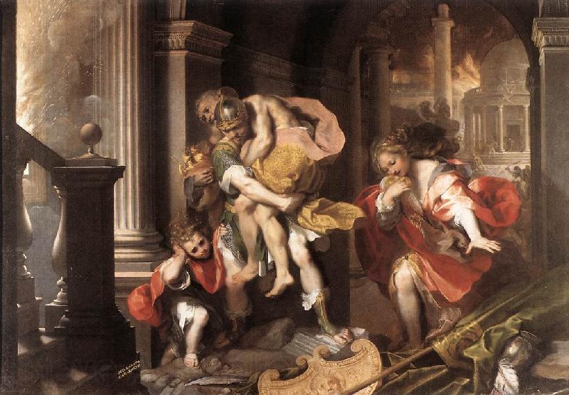 BAROCCI, Federico Fiori Aeneas' Flight from Troy Norge oil painting art
